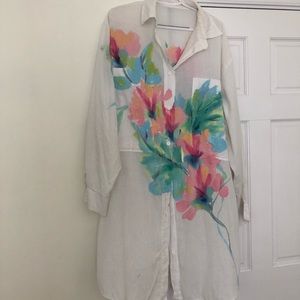 Oversized Linen Button Down Top